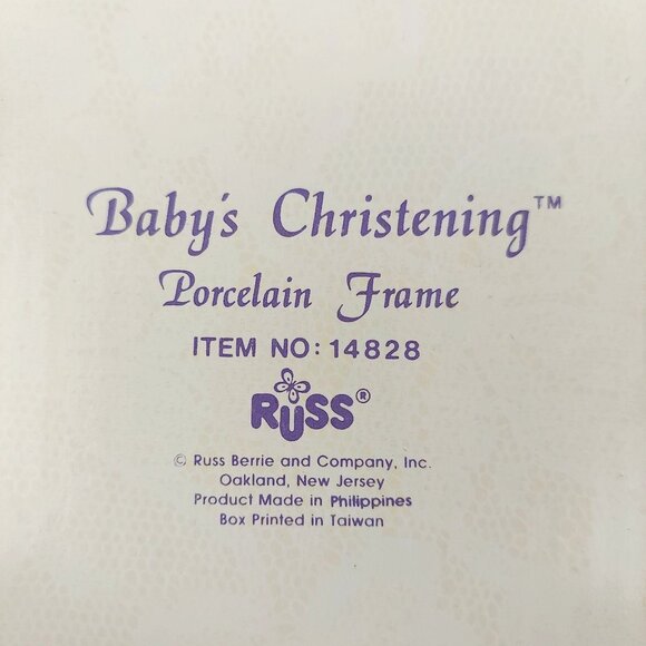 Russ Babys Christening Porcelain 3.5x5 Frame White Faith Religion - Picture 6 of 8